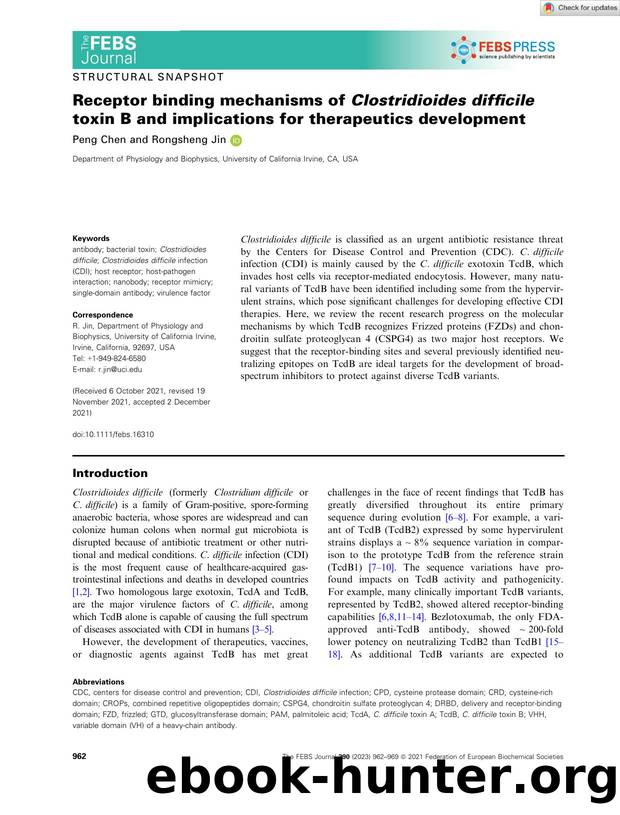 Receptor binding mechanisms of Clostridioides difficile toxin B and implications for therapeutics development by Unknown