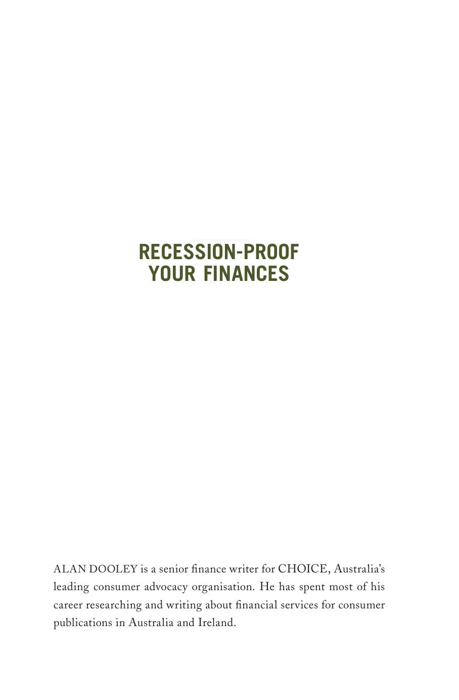 Recession Proof Your Finances by Alan Dooley