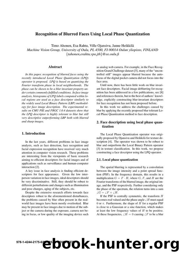 Recognition of Blurred Faces Using Local Phase Quantization by 