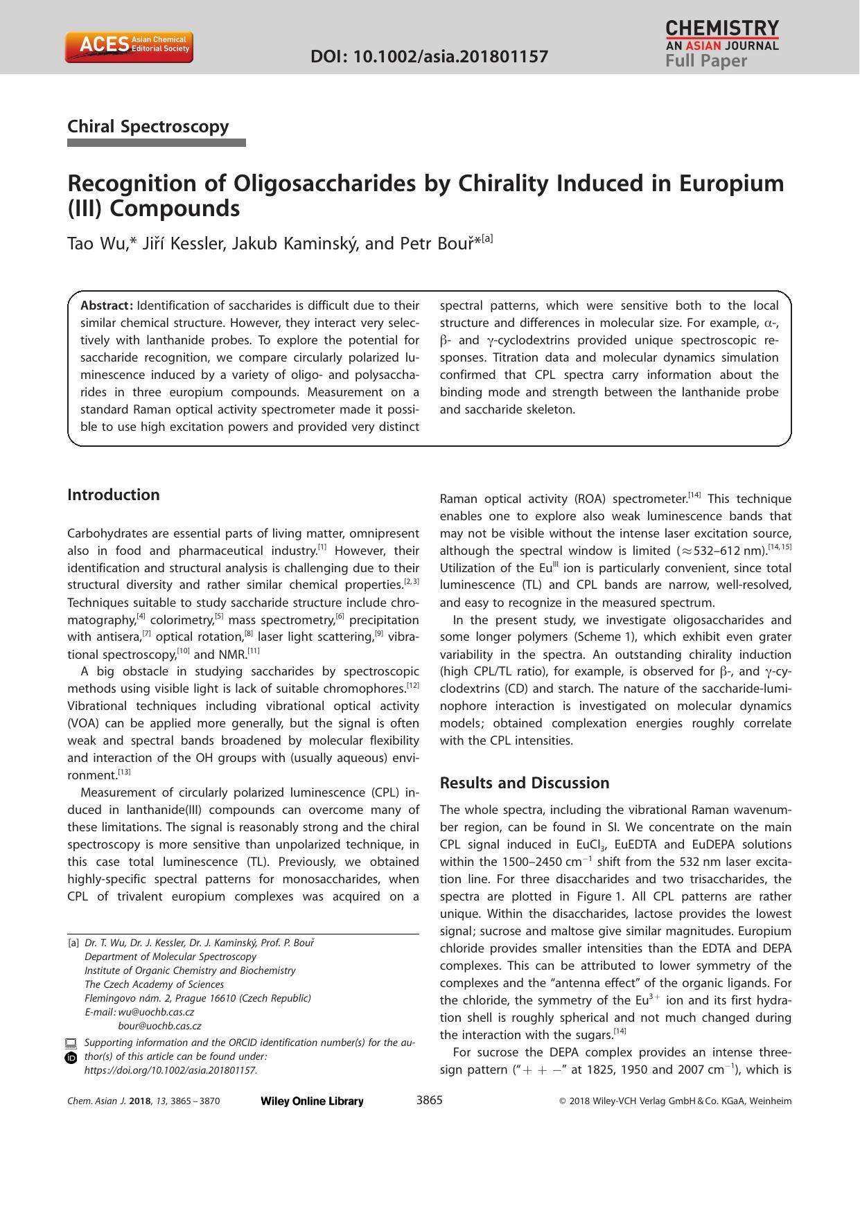 Recognition of Oligosaccharides by Chirality Induced in Europium (III) Compounds by Unknown