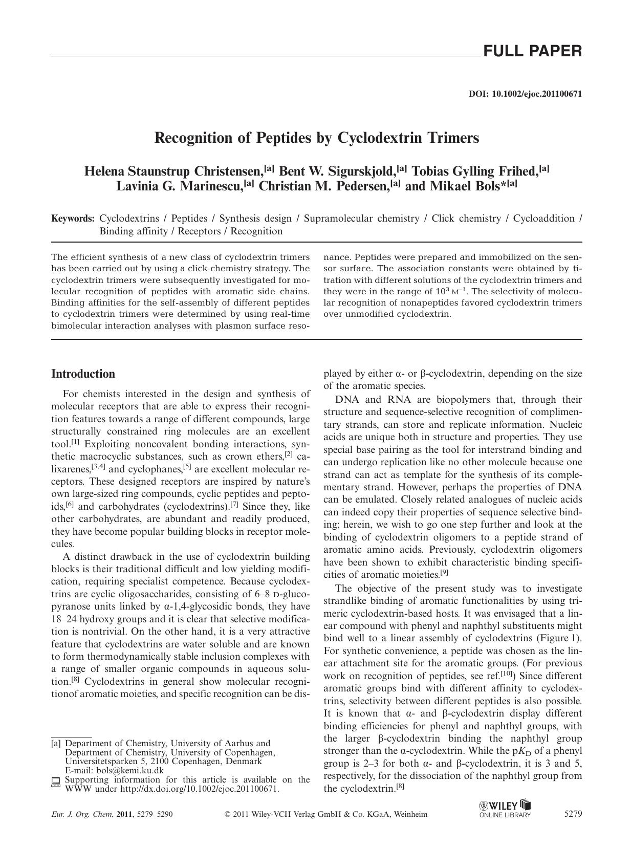 Recognition of Peptides by Cyclodextrin Trimers by Unknown