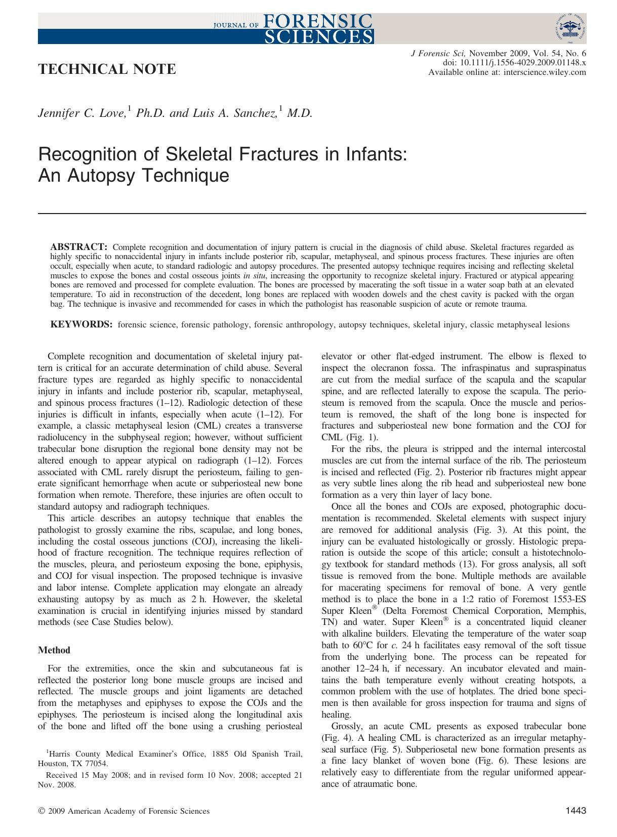 Recognition of Skeletal Fractures in Infants: An Autopsy Technique by Unknown