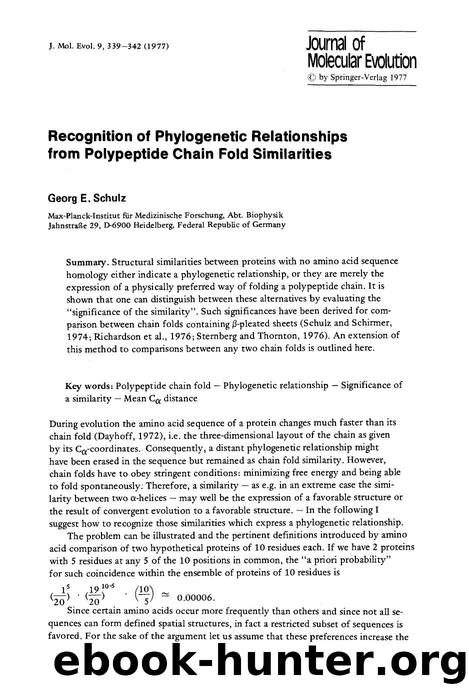 Recognition of phylogenetic relationships from polypeptide chain fold similarities by Unknown
