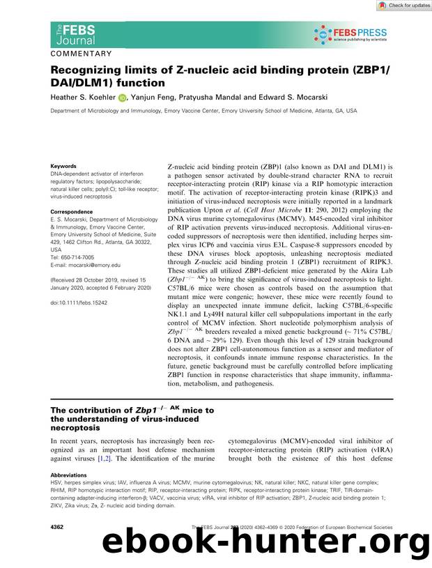 Recognizing limits of Zânucleic acid binding protein (ZBP1DAIDLM1) function by Unknown