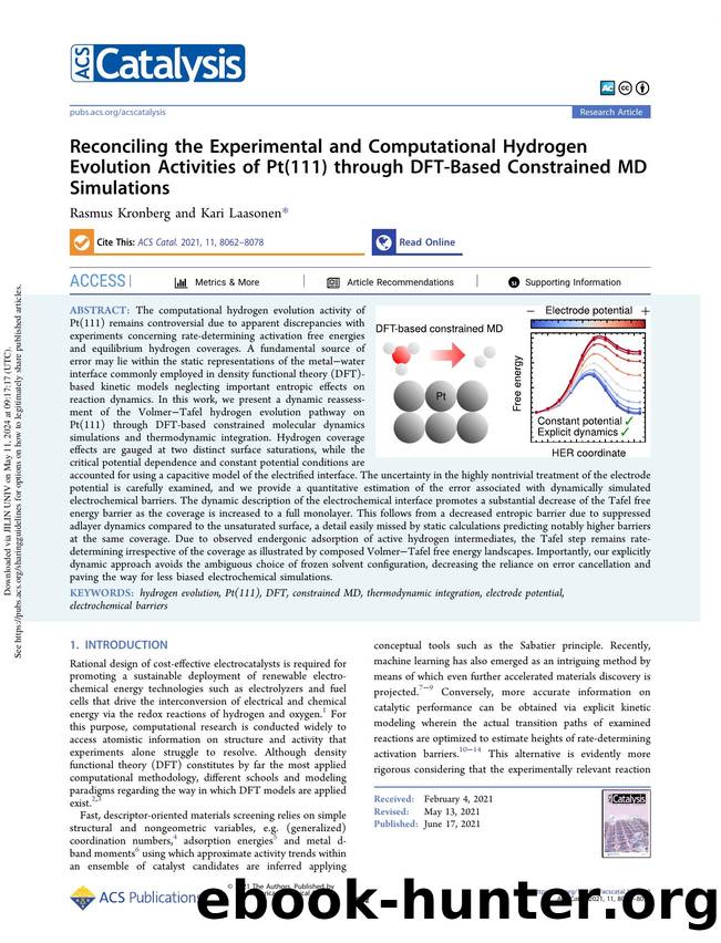 Reconciling the Experimental and Computational Hydrogen Evolution Activities of Pt(111) through DFT-Based Constrained MD Simulations by Rasmus Kronberg & Kari Laasonen