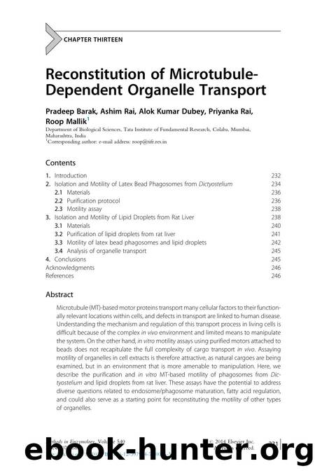 Reconstitution of Microtubule-Dependent Organelle Transport by Pradeep Barak & Ashim Rai & Alok Kumar Dubey & Priyanka Rai & Roop Mallik