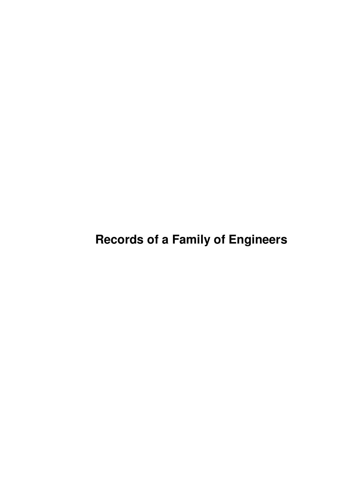 Records of a Family of Engineers by Unknown