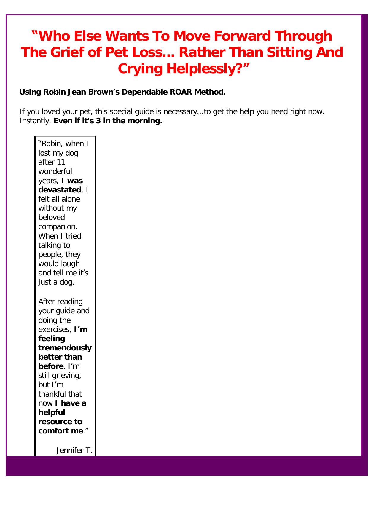 Recover From The Grief Of Pet Loss. by Best of Kuszter's Collection