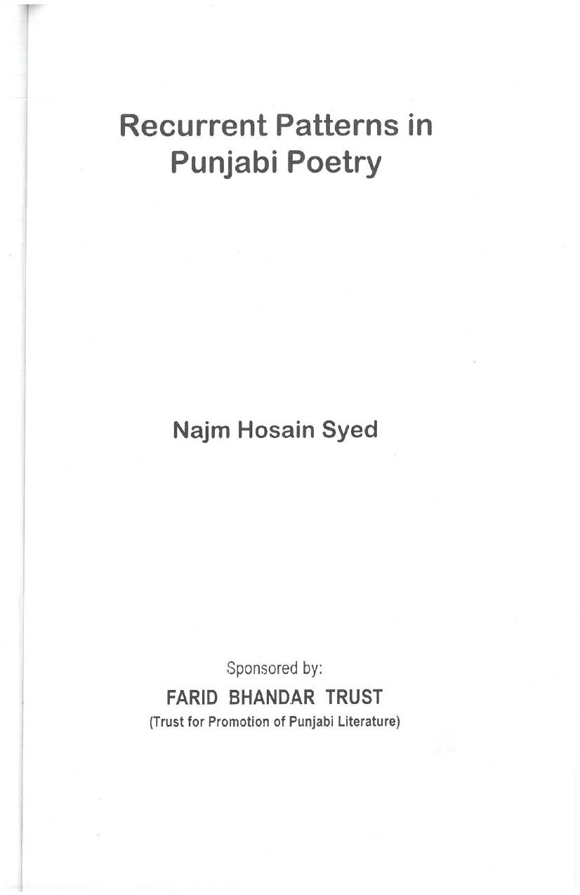 Recurrent Patterns in Punjabi Poetry by Najm Ḥusain Sayyid