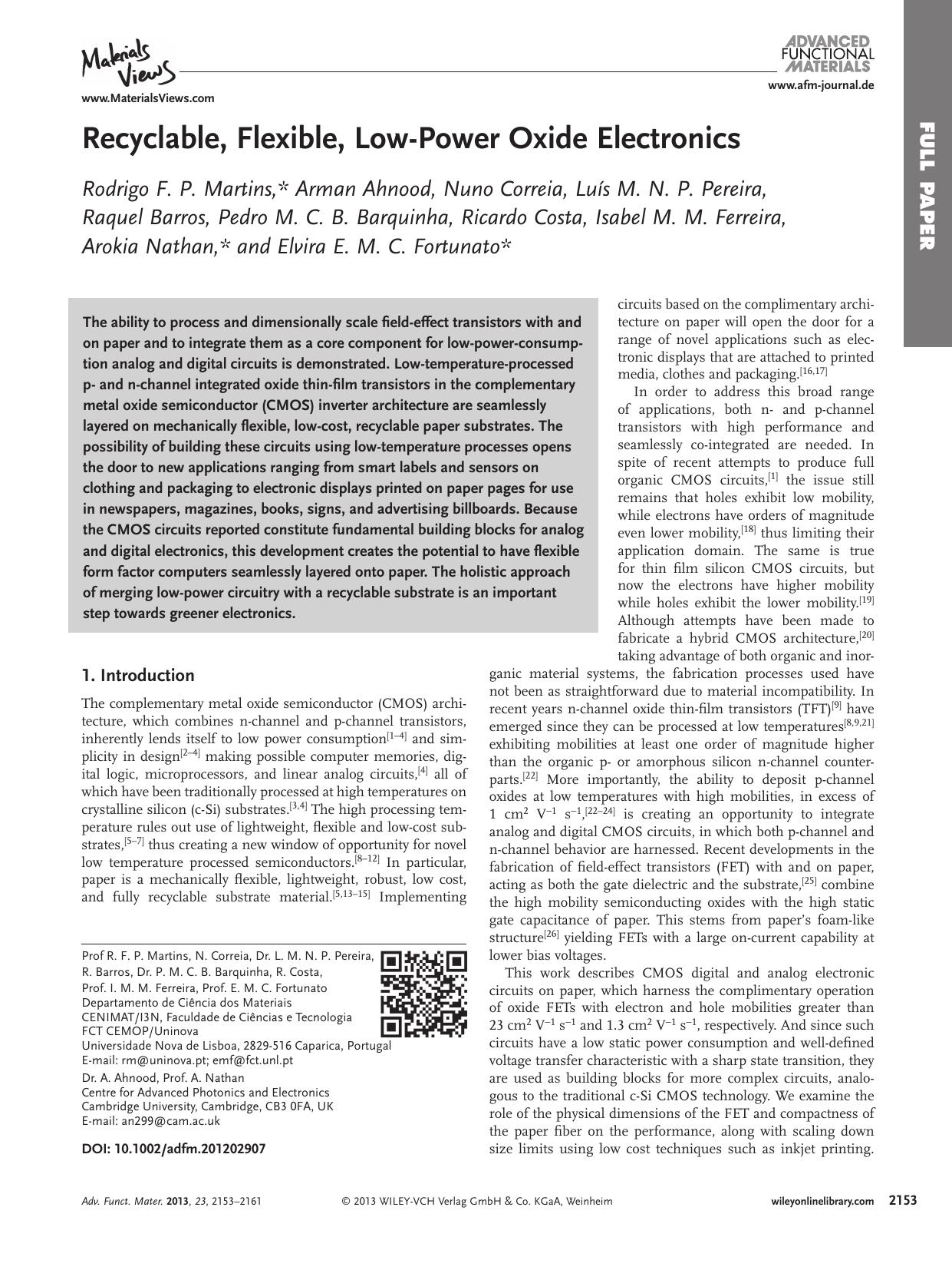 Recyclable, Flexible, LowPower Oxide Electronics by wbpm