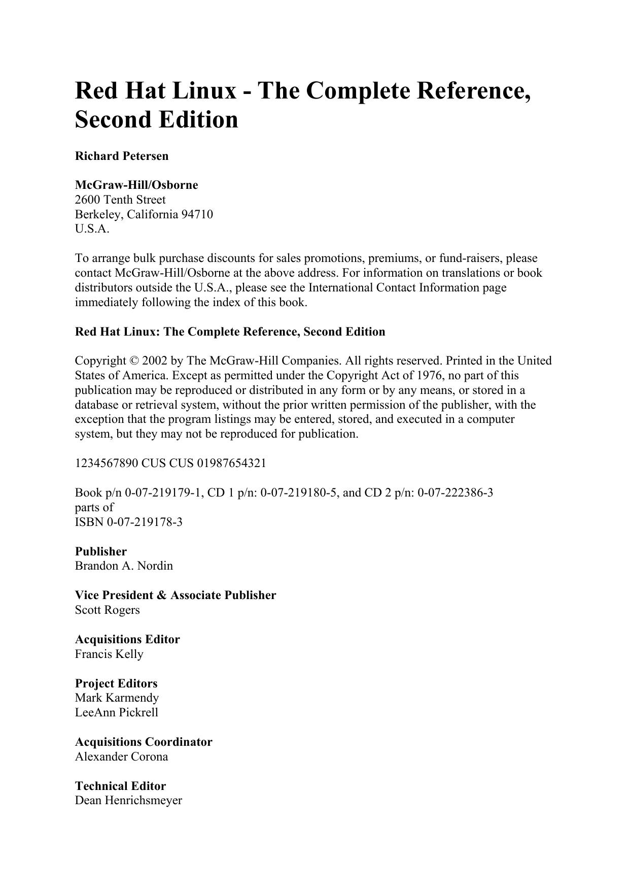 Red Hat Linux: the complete reference by Petersen Richard