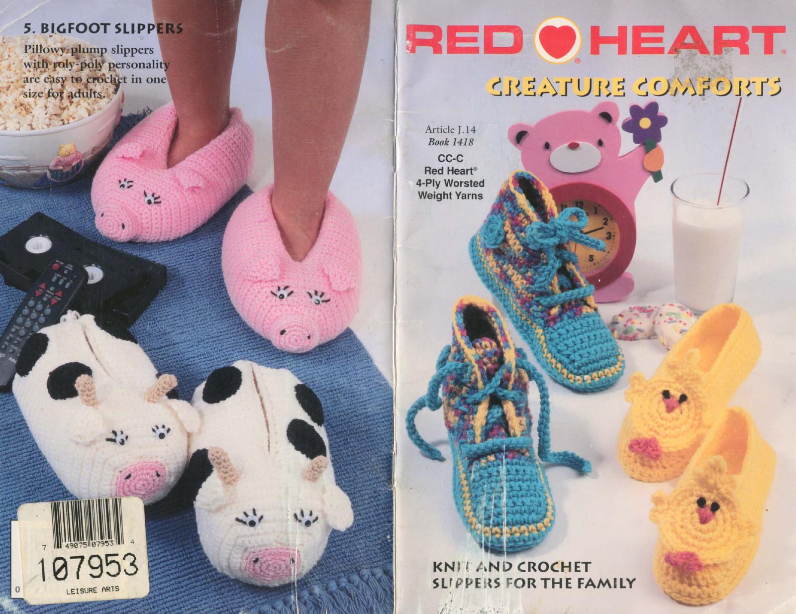 Red Heart Creature Comfort Slippers For The Whole Family by Unknown