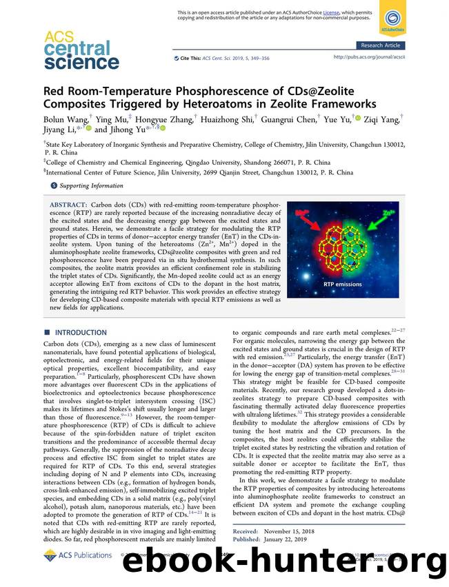 Red Room-Temperature Phosphorescence of CDs@Zeolite Composites Triggered by Heteroatoms in Zeolite Frameworks by unknow