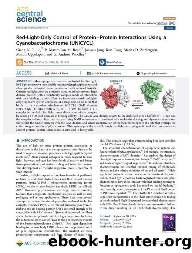 Red-Light-Only Control of ProteinâProtein Interactions Using a Cyanobacteriochrome (UNICYCL) by unknow