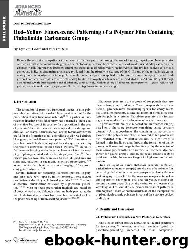 Red-Yellow Fluorescence Patterning of a Polymer Film Containing Phthalimido Carbamate Groups by Unknown