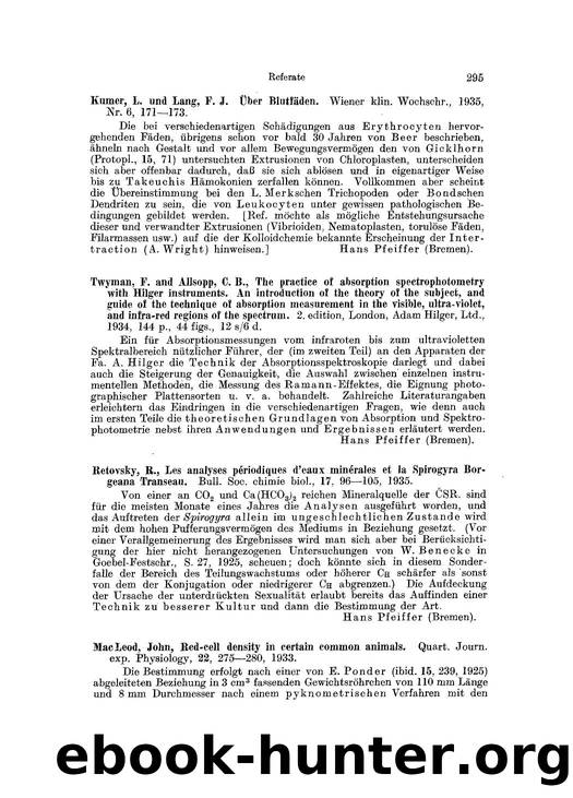Red-cell density in certain common animals by Unknown