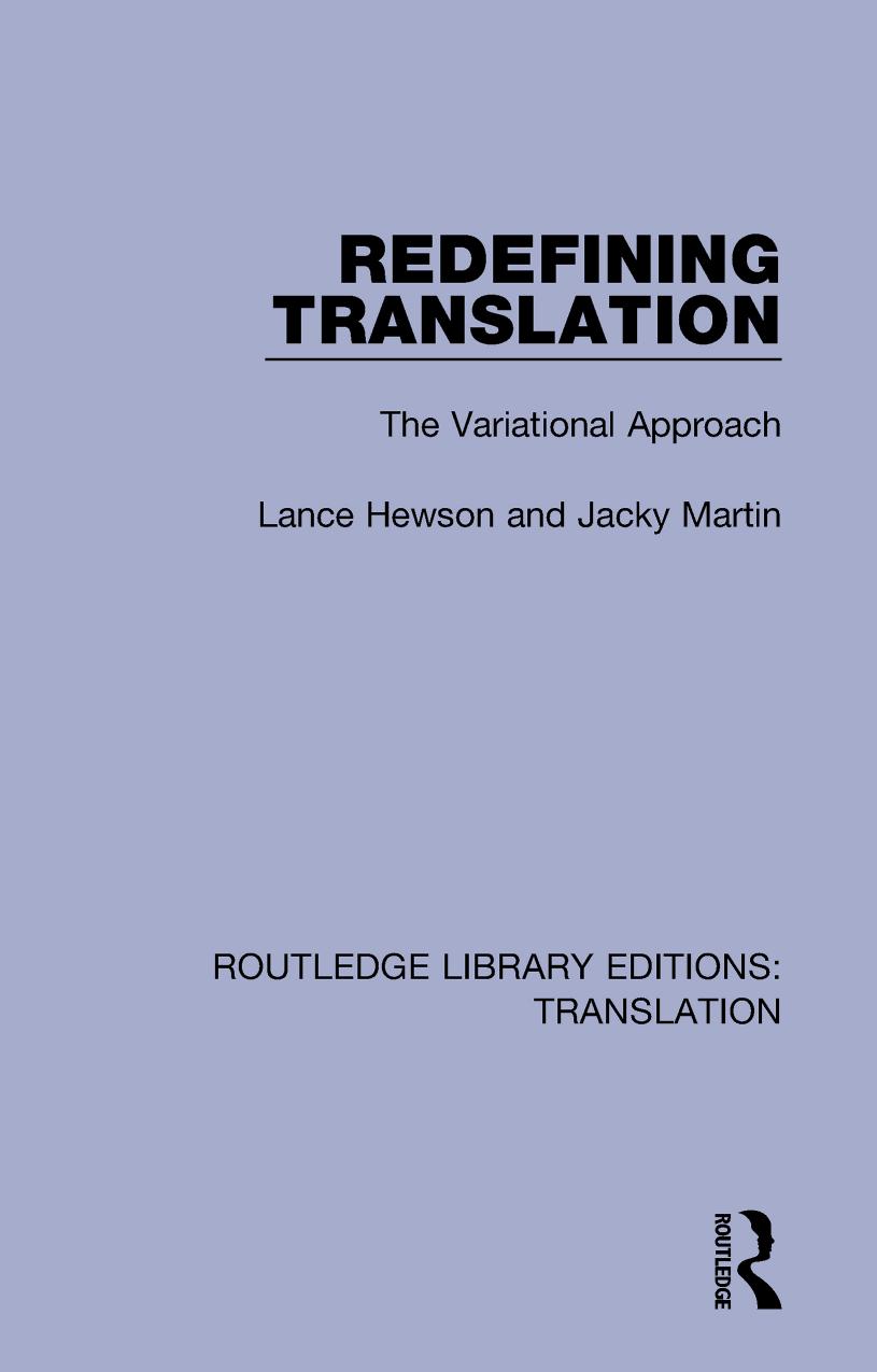 Redefining Translation: The Variational Approach by Lance Hewson; Jacky Martin