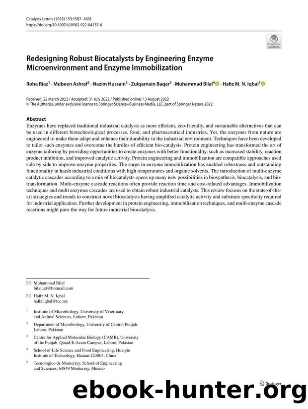 Redesigning Robust Biocatalysts by Engineering Enzyme Microenvironment and Enzyme Immobilization by unknow