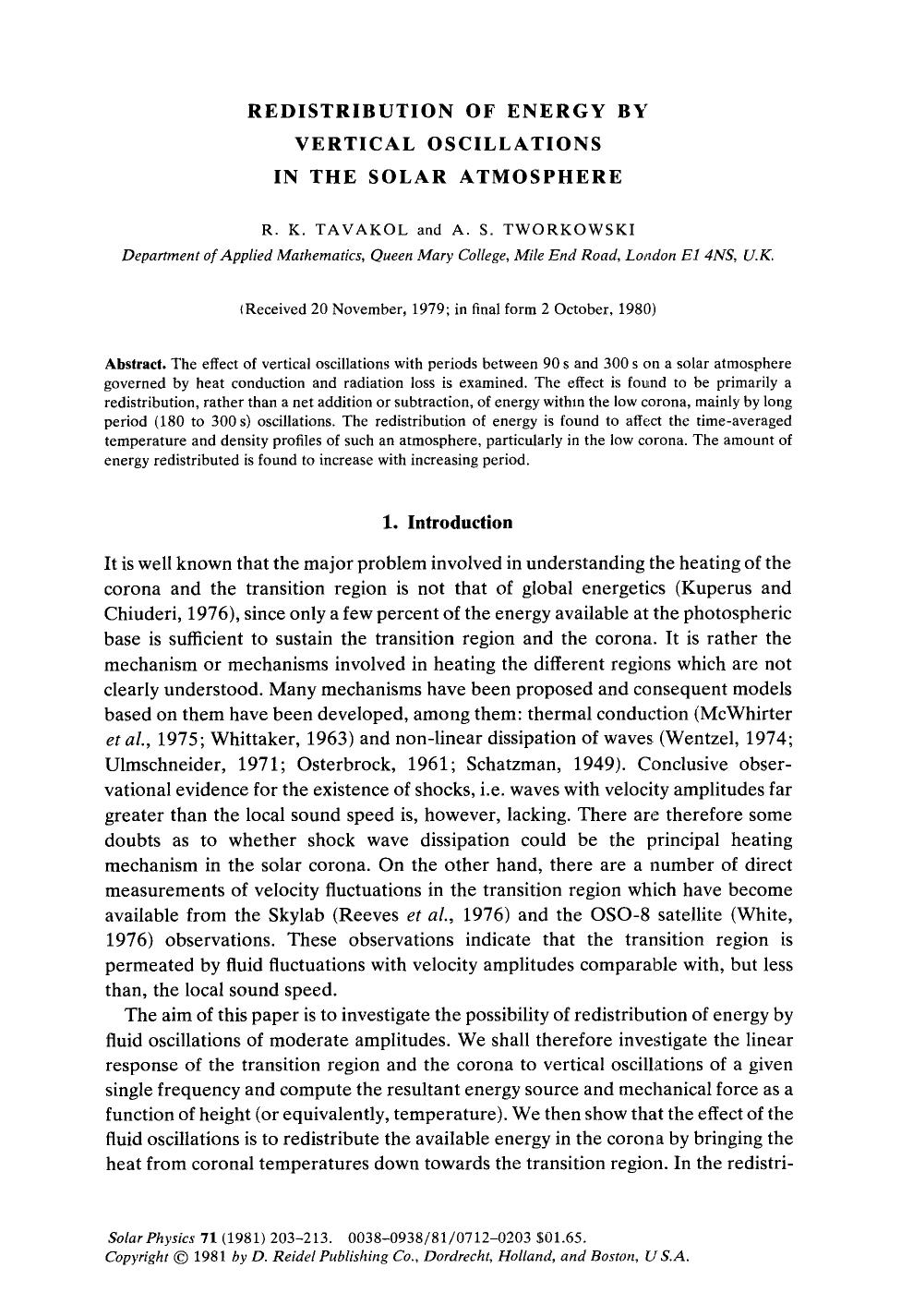 Redistribution of energy by vertical oscillations in the solar atmosphere by Unknown