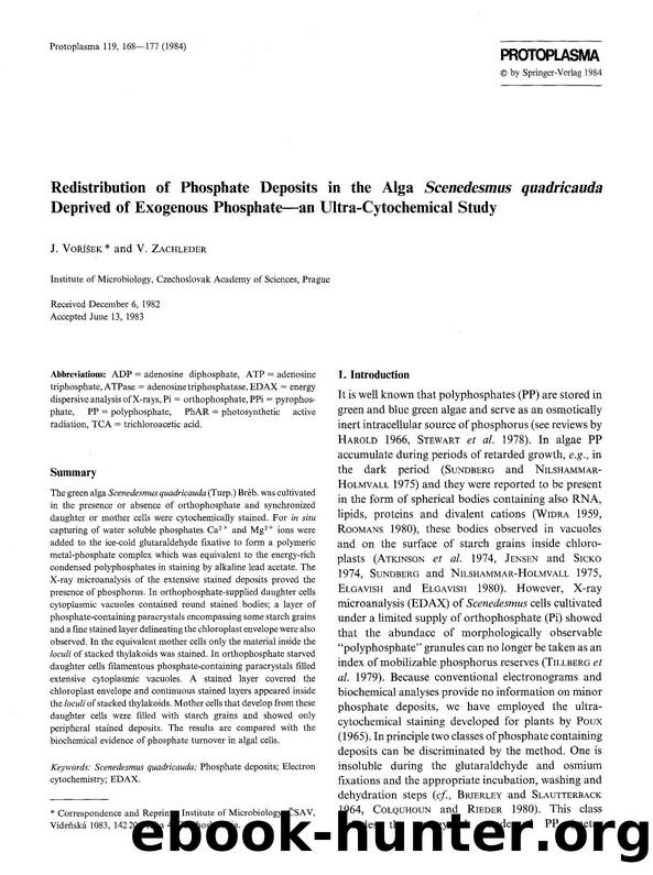 Redistribution of phosphate deposits in the alga <Emphasis Type="Italic">Scenedesmus quadricauda <Emphasis> deprived of exogenous phosphate&#x2014;an ultra-cytochemical study by Unknown