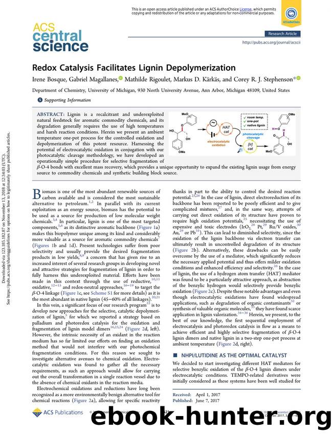Redox Catalysis Facilitates Lignin Depolymerization by Irene Bosque Gabriel Magallanes Mathilde Rigoulet Markus D. Kärkäs & Corey R. J. Stephenson