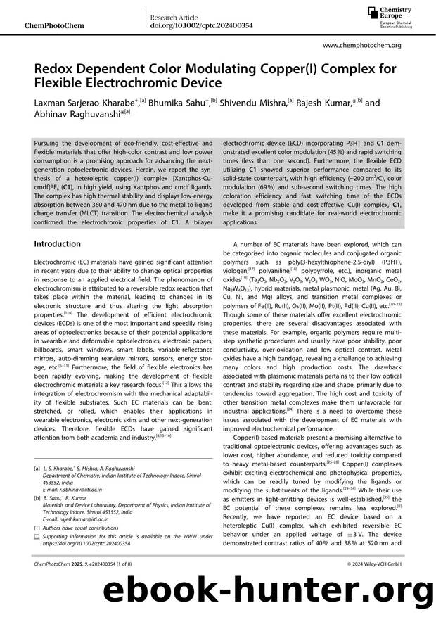 Redox Dependent Color Modulating Copper(I) Complex for Flexible Electrochromic Device by Unknown