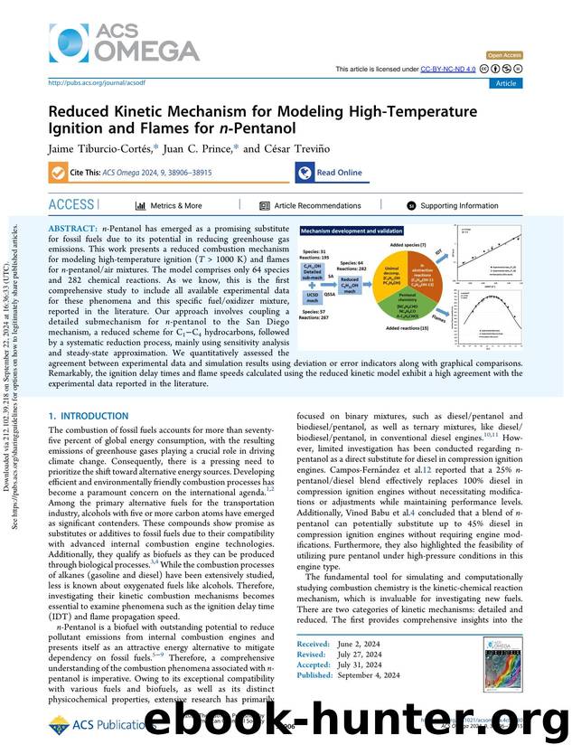 Reduced Kinetic Mechanism for Modeling High-Temperature Ignition and Flames for n-Pentanol by Jaime Tiburcio-Cortés Juan C. Prince & César Treviño