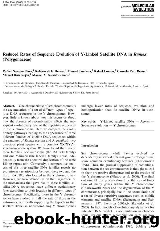 Reduced Rates of Sequence Evolution of Y-Linked Satellite DNA in Rumex (Polygonaceae) by Navajas-Perez R. et al