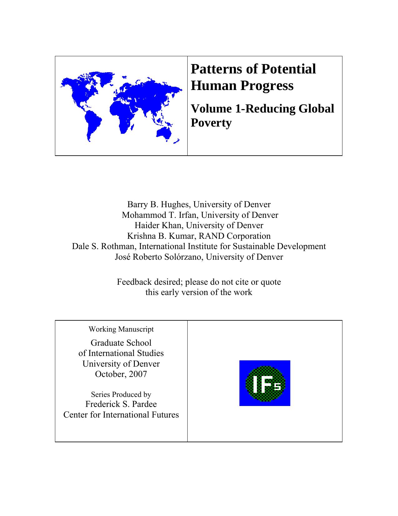 Reducing Global Poverty (Patterns of Potential Human Progress) by Barry B. Hughes