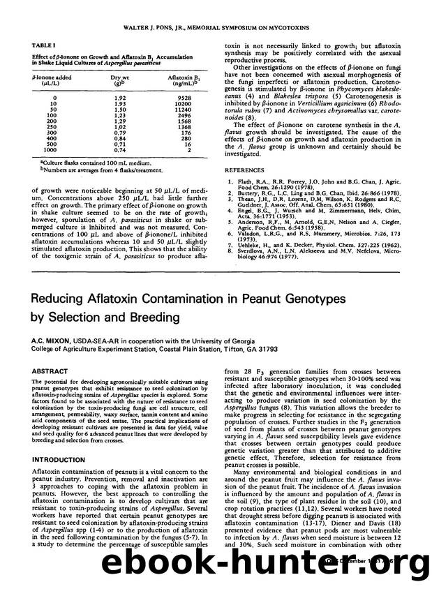 Reducing aflatoxin contamination in peanut genotypes by selection and breeding by Unknown