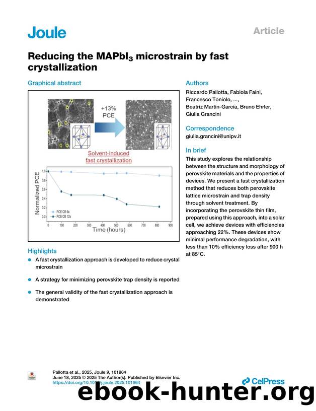 Reducing the MAPbI3 microstrain by fast crystallization by unknow