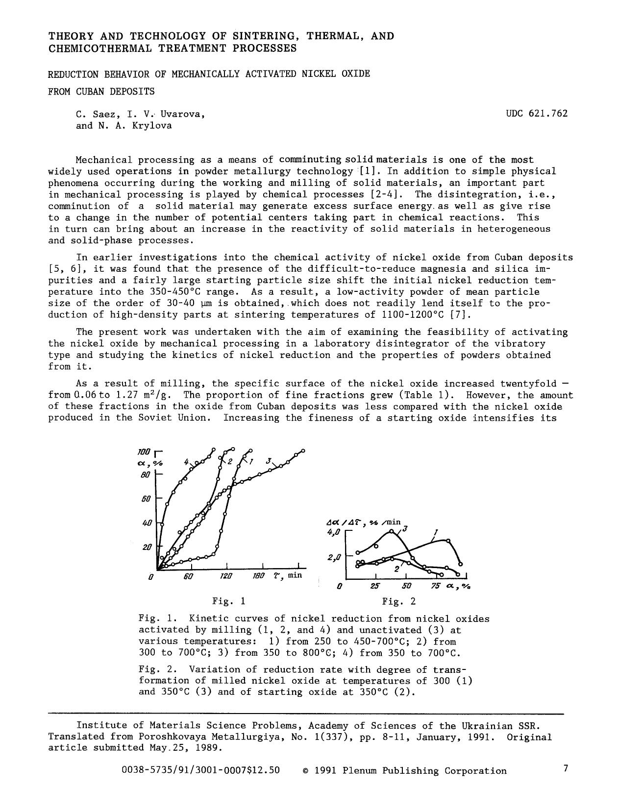 Reduction behavior of mechanically activated nickel oxide from Cuban deposits by Unknown