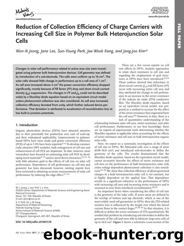 Reduction of Collection Efficiency of Charge Carriers with Increasing Cell Size in Polymer Bulk Heterojunction Solar Cells by wcu