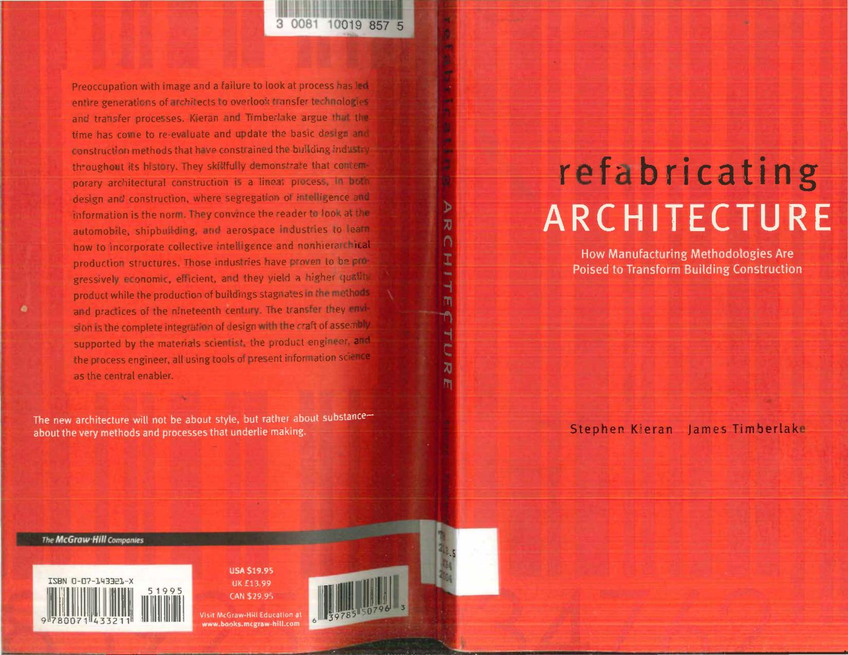 Refabricating Architecture by Stephen Kieran James Timberlake