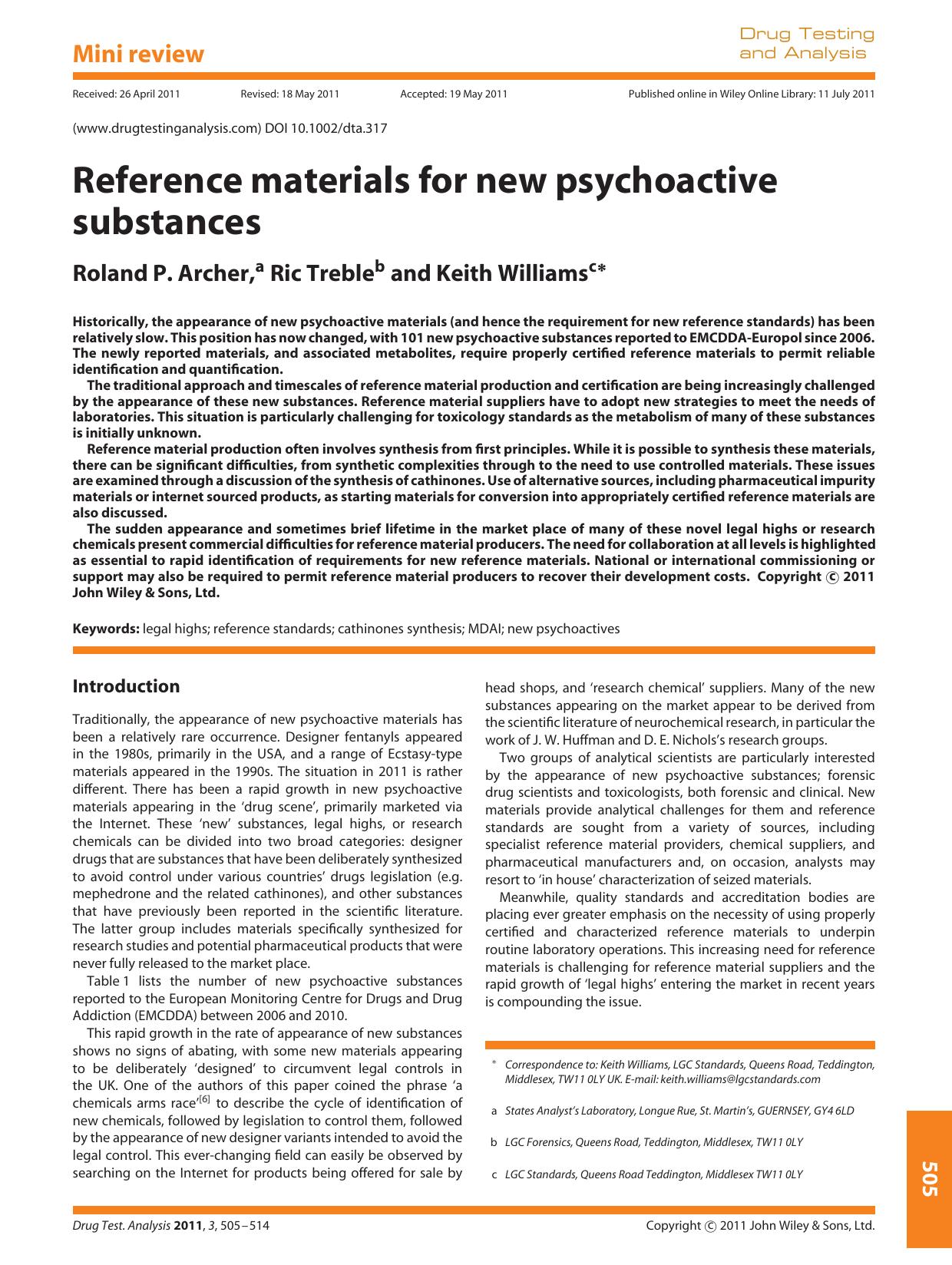 Reference materials for new psychoactive substances by Unknown
