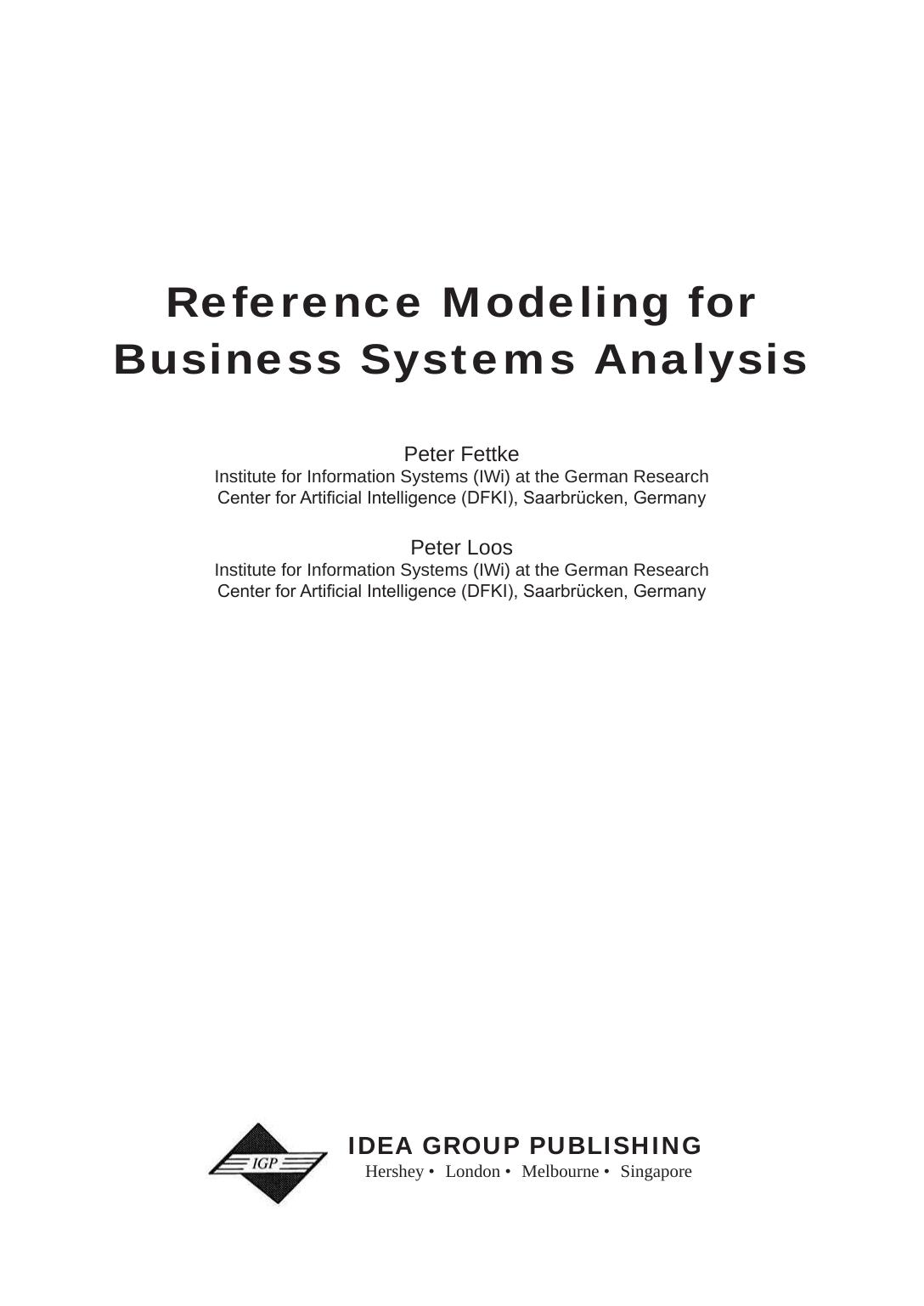 Reference modeling for business systems analysis by Peter Fettke; Peter Loos
