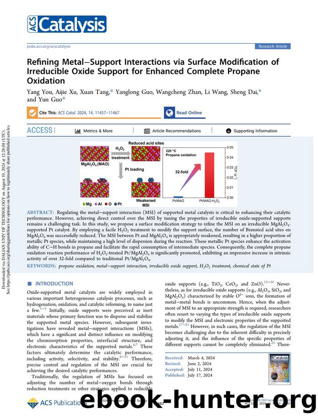 Refining MetalâSupport Interactions via Surface Modification of Irreducible Oxide Support for Enhanced Complete Propane Oxidation by Yang You Aijie Xu Xuan Tang Yanglong Guo Wangcheng Zhan Li Wang Sheng Dai & Yun Guo