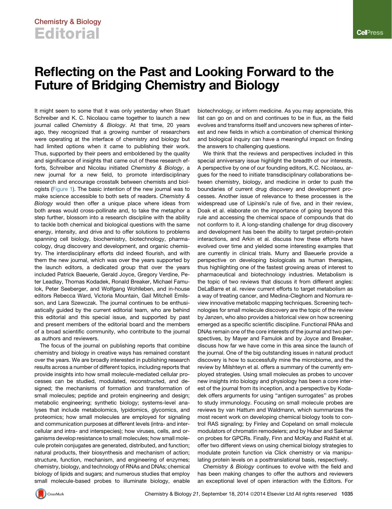 Reflecting on the Past and Looking Forward to the Future of Bridging Chemistry and Biology by Craig Crews & Christian Hertweck & Kevan Shokat & Hiroaki Suga & Milka Kostic