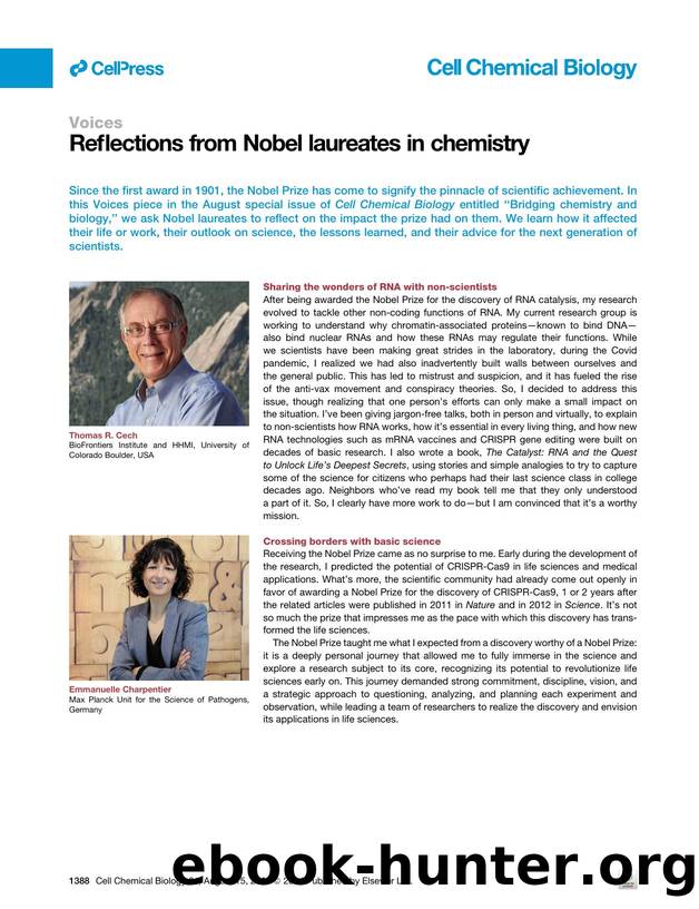 Reflections from Nobel laureates in chemistry by Thomas R. Cech & Emmanuelle Charpentier & Aaron Ciechanover & Robert J. Lefkowitz & Kurt Wüthrich