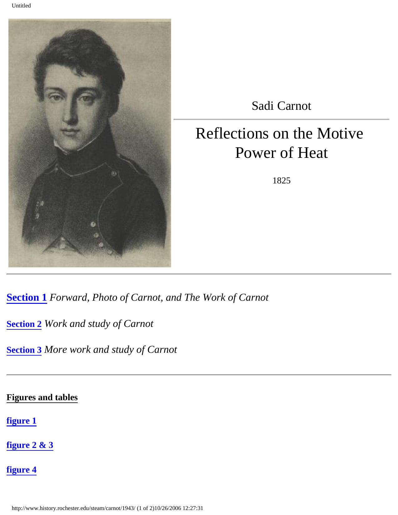 Reflections on the motive power of heat and on machines fitted to develop this power by Sadi Carnot; Robert Henry Thurston; H Carnot; American Society of Mechanical Engineers
