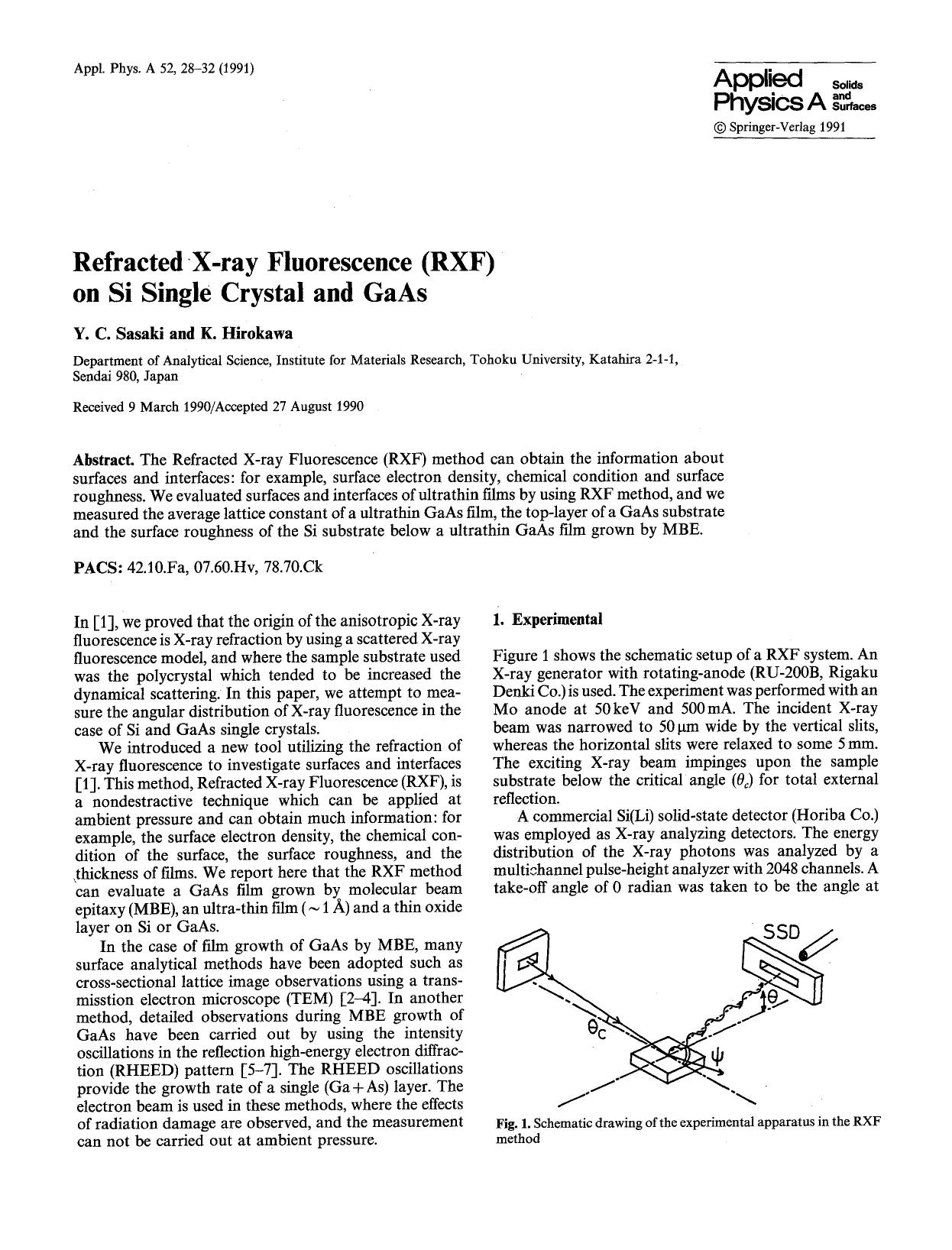 Refracted X-ray Fluorescence (RXF) on Si single crystal and GaAs by Unknown