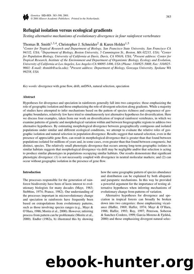 Refugial isolation versus ecological gradients by Unknown