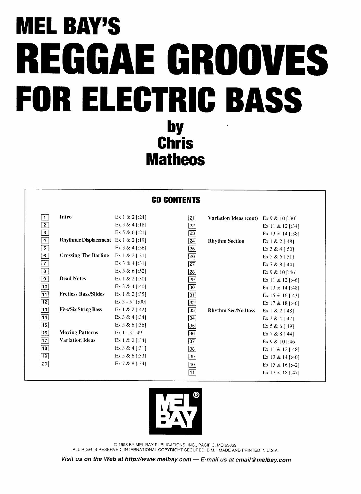 Reggae Grooves for Electric Bass (Value Line) by Chris Matheos