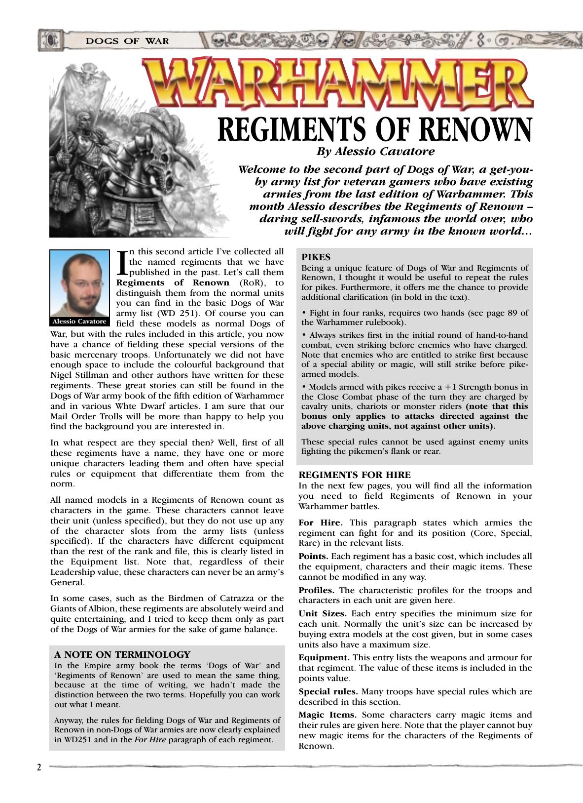 Regiments of Renown by Games Workshop (c) 2000