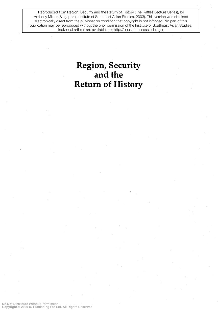 Region, Security and the Return of History by Milner
