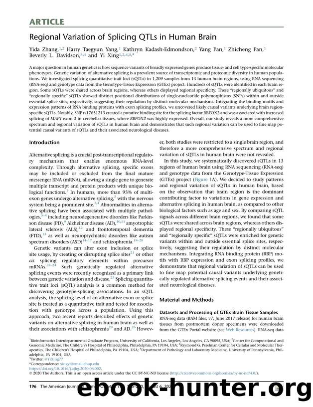 Regional Variation of Splicing QTLs in Human Brain by unknow