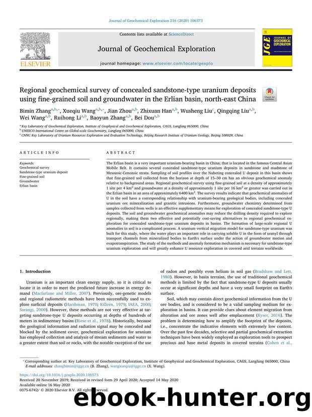 Regional geochemical survey of concealed sandstone-type uranium deposits using fine-grained soil and groundwater in the Erlian basin, north-east China by unknow