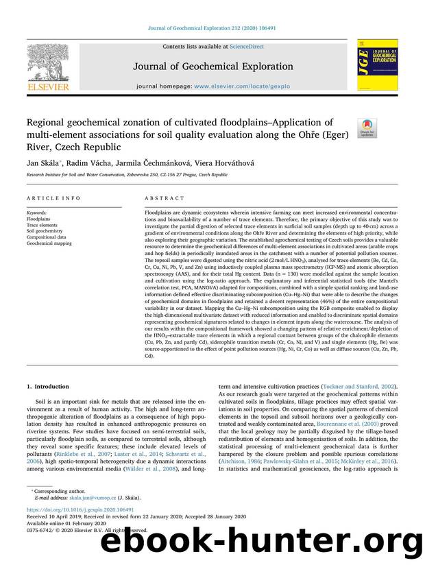 Regional geochemical zonation of cultivated floodplainsâApplication of multi-element associations for soil quality evaluation along the OhÅe (Eger) River, Czech Republic by Jan Skála & Radim Vácha & Jarmila Čechmánková & Viera Horváthová