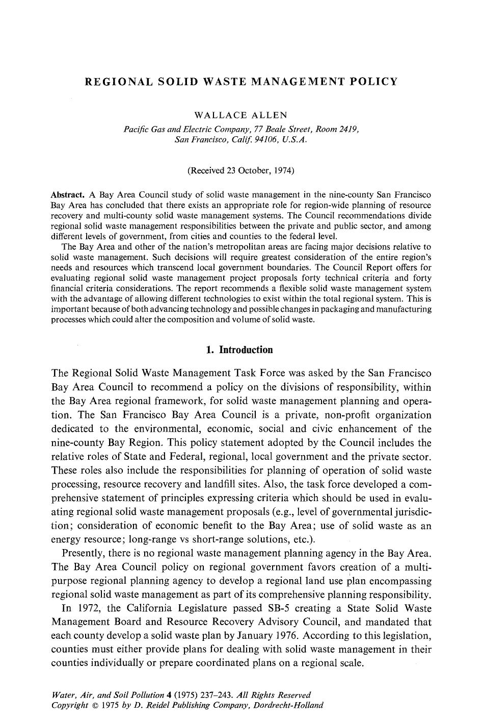 Regional solid waste management policy by Unknown