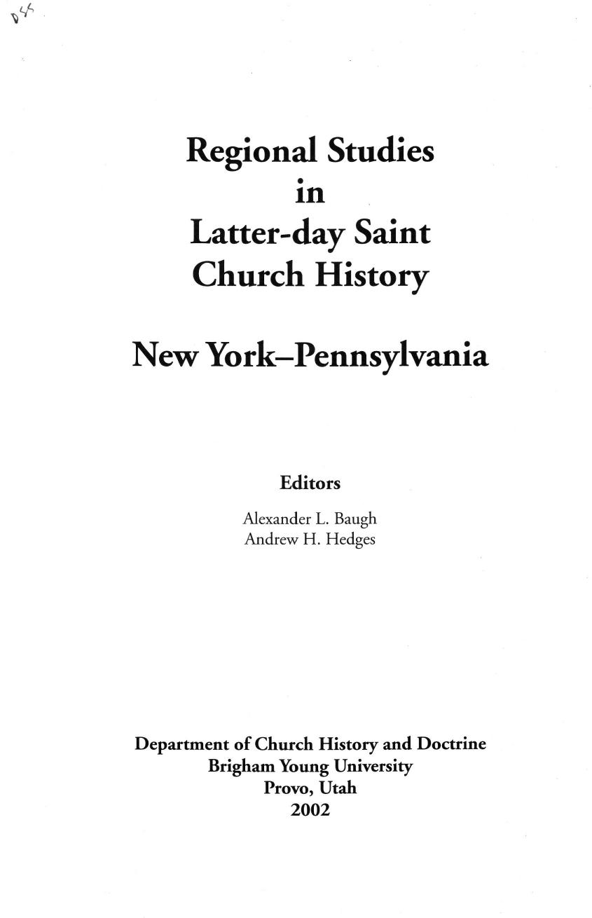 Regional studies in LDS Church History - New York by Pennsylvania